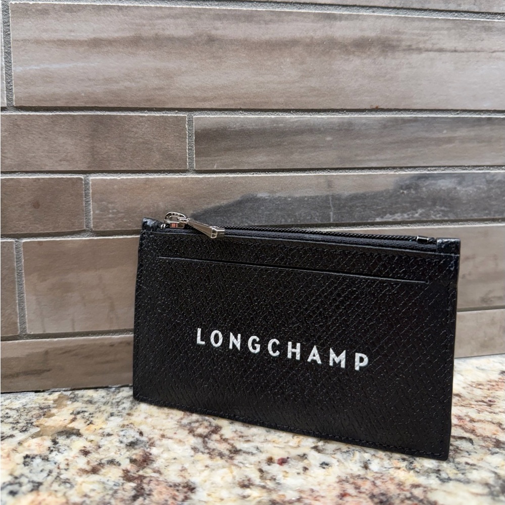 💎Longchamp Black Porte-Monnaie Roseau Essential Zipped Card Holder